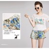 TEL8846LYLR Europe fashion gridding design tops and flowers shorts suit