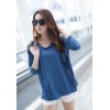 TE6669AYY Chiffon splicing black pocket loose T-shirt