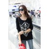 TE6670AYY Crow heart print chiffon splicing loose T-shirt