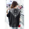 TE6670AYY Crow heart print chiffon splicing loose T-shirt