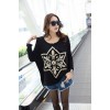 TE6670AYY Crow heart print chiffon splicing loose T-shirt