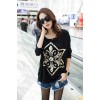 TE6670AYY Crow heart print chiffon splicing loose T-shirt