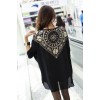 TE6670AYY Crow heart print chiffon splicing loose T-shirt