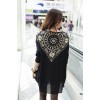 TE6670AYY Crow heart print chiffon splicing loose T-shirt