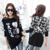 TE6672AYY Heart sequins embroidery loose T-shirt