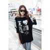 TE6672AYY Heart sequins embroidery loose T-shirt