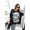 TE6673AYY Skull print tassel hem loose T-shirt