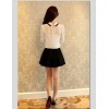 TE8008YYF Long sleeve slim doll collar shirt with bouffancy skirt white