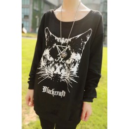 TE6389XYYC Cartoon cat print loose casual sweatshirt