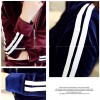 TE5970DD Stripes shoulder pleuche zipper coat with long skirt