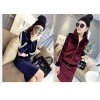 TE5970DD Stripes shoulder pleuche zipper coat with long skirt