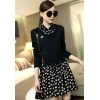 TE6311LLNR Long sleeve fake two piece shivering dress black