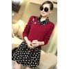 TE6311LLNR Long sleeve fake two piece shivering dress red