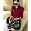 TE6311LLNR Long sleeve fake two piece shivering dress red