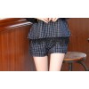 TE6963BLJL Casual grid long sleeve tops with shorts blue