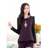 TE6963BLJL Casual grid long sleeve tops with shorts red