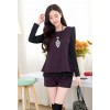 TE6963BLJL Casual grid long sleeve tops with shorts red