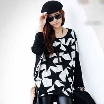 TE59108BLJL Casual five-pointed stars print long sleeve T-shirt