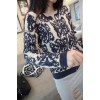 TE9926MLG Korean fashion slim blue and white porcelain pattern sweater