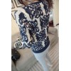 TE9926MLG Korean fashion slim blue and white porcelain pattern sweater