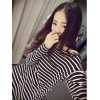 TE9129YBF Joker casual stripes round neck long sleeve T-shirt