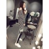 TE9129YBF Joker casual stripes round neck long sleeve T-shirt