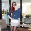 TE8980WMSS OL temperament long sleeve slim dress blue