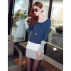 TE8980WMSS OL temperament long sleeve slim dress blue