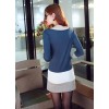 TE8980WMSS OL temperament long sleeve slim dress blue