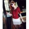 TE8980WMSS OL temperament long sleeve slim dress red