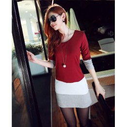 TE8980WMSS OL temperament long sleeve slim dress red