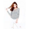 TE8981WMSS Sexy long sleeve grenadine splicing T-shirt grey