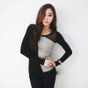 TE8983WMSS Long sleeve grenadine splicing T-shirt grey