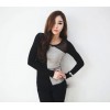 TE8983WMSS Long sleeve grenadine splicing T-shirt grey