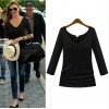 TE8987WMSS V-neck long sleeve Europe style T-shirt black