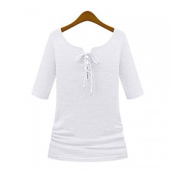 TE8987WMSS V-neck long sleeve Europe style T-shirt white