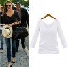 TE8987WMSS V-neck long sleeve Europe style T-shirt white