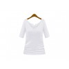 TE8987WMSS V-neck long sleeve Europe style T-shirt white