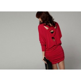 TE8338XYZ Batwing loose hollow out tight hip dress