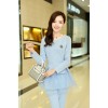 TE8896QQ Europe fashion elegant casual long sleeve tops with pants blue