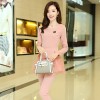 TE8896QQ Europe fashion elegant casual long sleeve tops with pants pink