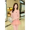 TE8896QQ Europe fashion elegant casual long sleeve tops with pants pink