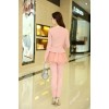 TE8896QQ Europe fashion elegant casual long sleeve tops with pants pink