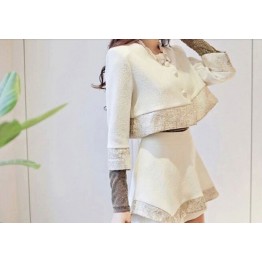 TE5701YF Korean fashion slim color matching coat with shorts white