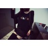 TE8892BL Embroidery pattern long fleece T-shirt