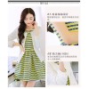 TE6351LDYZ Autumn rhinestone neckline dress with coat stripes