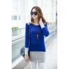 TE9853TT Contract color slim long T-shirt blue