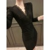 TE8055XWFC Europe fashion v-neck lace slim waist dress