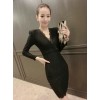 TE8055XWFC Europe fashion v-neck lace slim waist dress