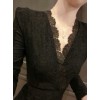 TE8055XWFC Europe fashion v-neck lace slim waist dress